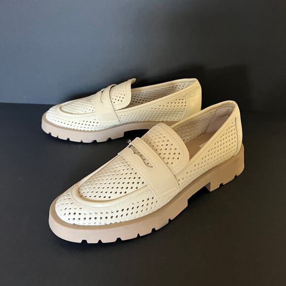 Dolce Vita Cream Lug Sole Leather Slip On Loafers Womens 9 Malila - Picture 1 of 14